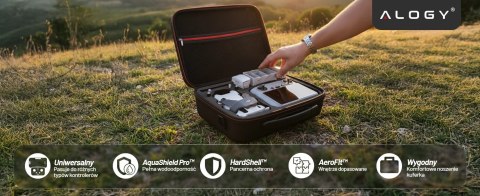 Pokrowiec walizka do drona DJI Mini 4 Pro / DJI Mini 3 Pro / Mini 3 sztywny kuferek etui twarde z paskiem Hard Case Alogy Czarny