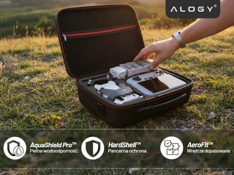Pokrowiec walizka do drona DJI Mini 4 Pro / DJI Mini 3 Pro / Mini 3 sztywny kuferek etui twarde z paskiem Hard Case Alogy Czarny