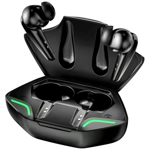 Słuchawki bezprzewodowe Bluetooth 5.2 w etui powerbank dla graczy do gier gamingowe LED Czarne