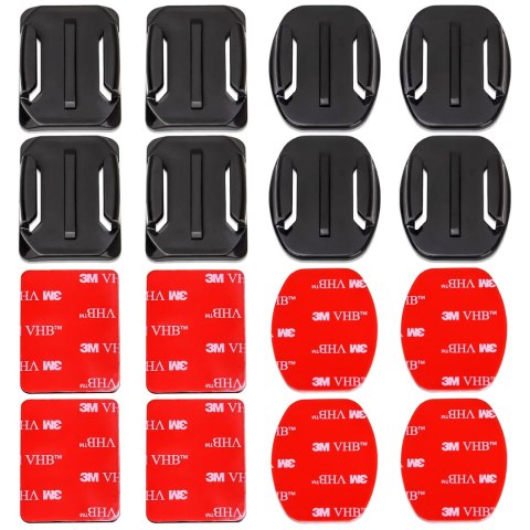 Zestaw baz montażowych płaskich i zaokrąglonych do kamer sportowych GoPro, DJI Osmo Action, EKEN, SJCam, Insta360 z taśmami 3M V