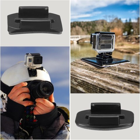 Zestaw baz montażowych płaskich i zaokrąglonych do kamer sportowych GoPro, DJI Osmo Action, EKEN, SJCam, Insta360 z taśmami 3M V