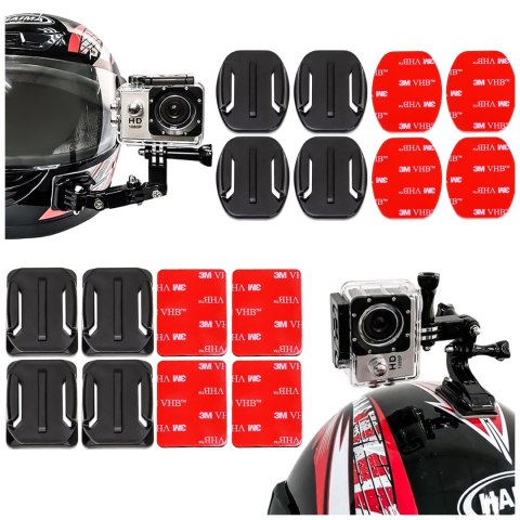 Zestaw baz montażowych płaskich i zaokrąglonych do kamer sportowych GoPro, DJI Osmo Action, EKEN, SJCam, Insta360 z taśmami 3M V