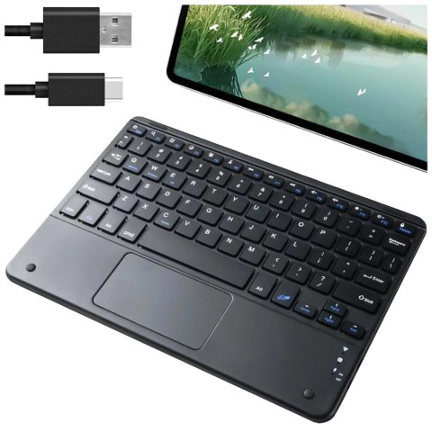 Klawiatura Bezprzewodowa z touchpadem Bluetooth touchpad do PC TV tabletu USB-C Alogy Wireless Czarna