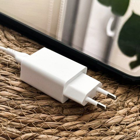 Ładowarka sieciowa USB + kabel USB-C typ C 1m do iPhone 15 szybka 2.4A 12W Denmen Biała