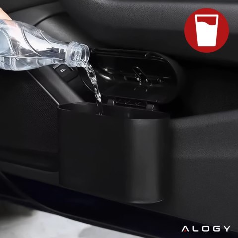 Samochodowy kosz na śmieci organizer mini mały przenośny śmietnik do samochodu auta domu Alogy czarny