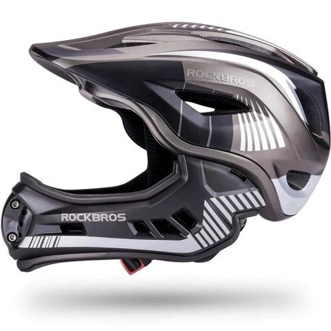 Kask rowerowy dziecięcy z odpinaną szczęką Rockbros TT-32SBTG-M rozmiar M - szary