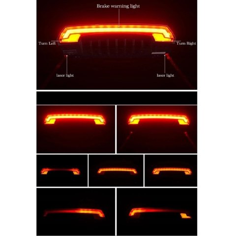Lampka rowerowa tylna Rockbros LKWD-R1 z laserem i pilotem + kabel micro USB - USB-A - czarna