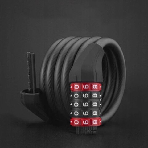 Zapięcie rowerowe Rockbros RKS507-1BK na szyfr 1,8m - czarne