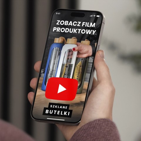 Butelka szklana duża bidon na napoje do picia Alogy Miarka motywacyjna 1l 1000ml etui silikonowe Biała