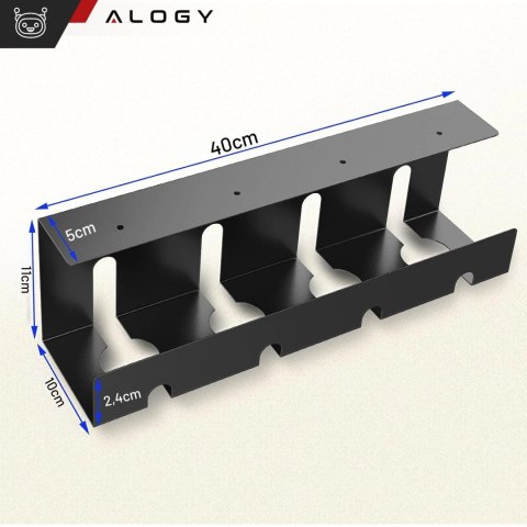 Organizer kabli pod blat półka na kable listwe przewody blat biurko biurkowy aluminiowy uchwyt Alogy 40cm Czarny