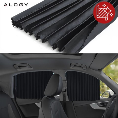 Osłona Magnetyczna kurtyna roleta na szyby przednie boczne do auta samochodu przeciwsłoneczna ochrona UV Czarna [2szt]