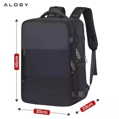 Plecak na laptopa męski damski podróżny na walizkę bagaż do samolotu pracy szkoły 45x30x20cm Alogy Unisex Czarny