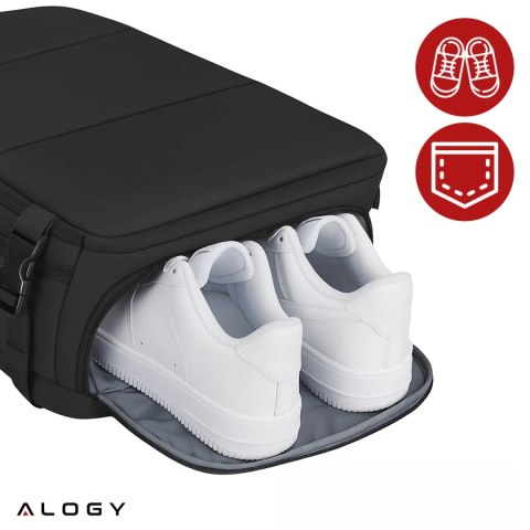 Plecak na laptopa męski damski podróżny na walizkę bagaż do samolotu pracy szkoły 45x30x20cm Alogy Unisex Czarny