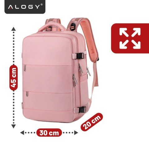 Plecak podróżny do samolotu Bagaż do SAMOLOTU 45x30x20 Wizzair Rayanair pracy szkoły Alogy Różowy