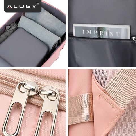 Plecak podróżny do samolotu Bagaż do SAMOLOTU 45x30x20 Wizzair Rayanair pracy szkoły Alogy Różowy