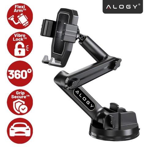 Uchwyt samochodowy na telefon 7.2" do tira busa ciężarówki koparki samochodu Długi 43cm na szybę kokpit Alogy Czarny