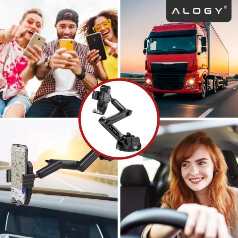 Uchwyt samochodowy na telefon 7.2" do tira busa ciężarówki koparki samochodu Długi 43cm na szybę kokpit Alogy Czarny