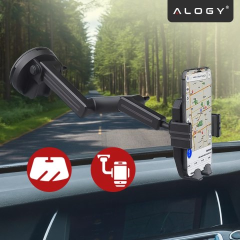 Uchwyt samochodowy na telefon 7.2" do tira busa ciężarówki koparki samochodu Długi 43cm na szybę kokpit Alogy Czarny