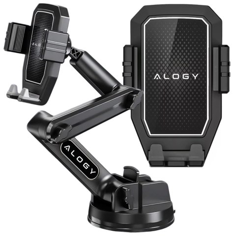 Uchwyt samochodowy na telefon 7.2" do tira busa ciężarówki koparki samochodu Długi 43cm na szybę kokpit Alogy Czarny