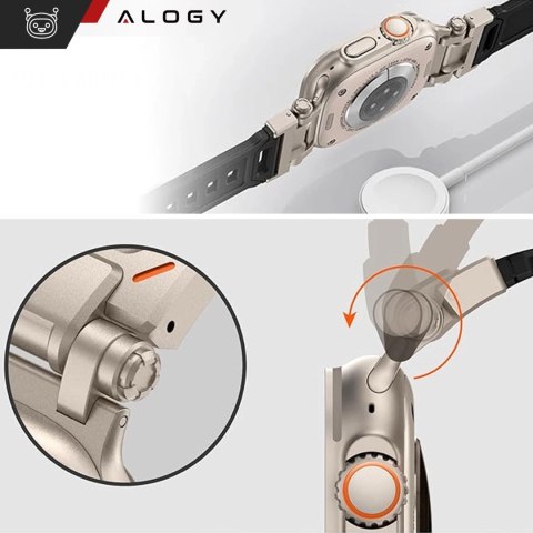 Pasek bransoleta Alogy Luxury metal + TPU band do Apple Watch 42/44/45/49mm czarny