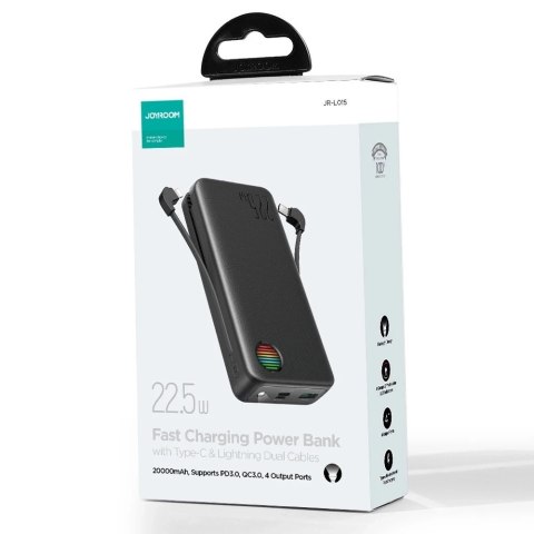 Powerbank Joyroom JR-L015 20000mAh 22.5W z kablami USB-C Lightning - czarny