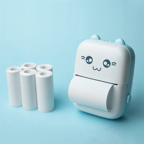 Drukarka termiczna Drukuś z 6 szt. rolkami papieru termicznego dla dzieci Niebieski
