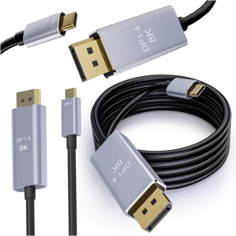 Kabel przewód DisplayPort Display Port USB-C typ-c C DP 1.4 video audio 60Hz 8K 4K 1,8M