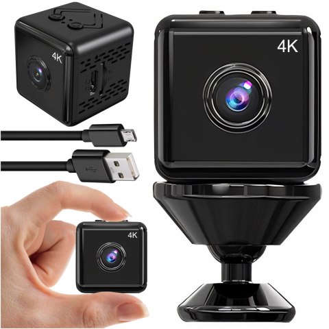 Kamera Panoramiczna Mini Kamerka Cyfrowa szpiegowska niania mikrofon 4K UHD Full HD micro SD Czarna