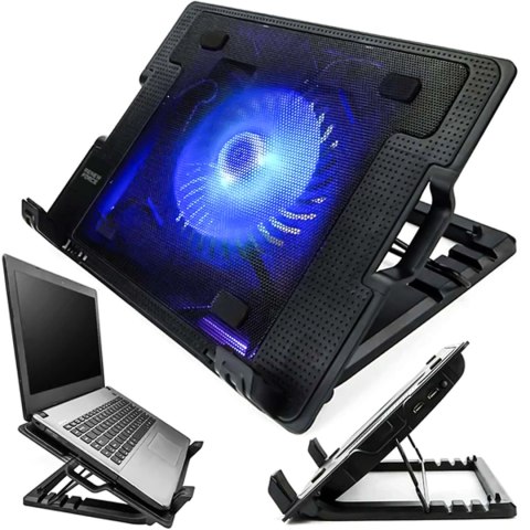 Podkładka chłodząca pod laptopa podświetlana LED podstawka pod Laptop NoteBook ChromeBook 9-17" BHP czarna