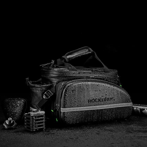 Torba rowerowa Rockbros A6-6 na bagażnik 35 l z rozkładanymi kieszeniami - czarna