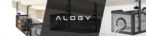 Organizer kabli pod blat półka na kable listwe przewody blat biurko biurkowy metalowy Alogy 34cm Czarny