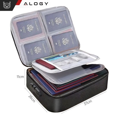 Walizka torba podróżna etui organizer na dokumenty Alogy Bag for Documents with Number Lock - 37x26x11cm Czarna