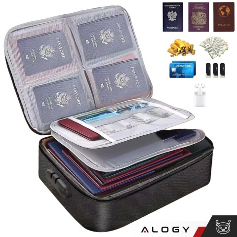 Walizka torba podróżna etui organizer na dokumenty Alogy Bag for Documents with Number Lock - 37x26x11cm Czarna