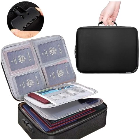 Walizka torba podróżna etui organizer na dokumenty Alogy Bag for Documents with Number Lock - 37x26x11cm Czarna