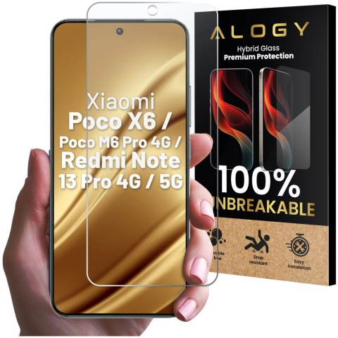 Szkło "NIETŁUKĄCE" do Xiaomi Poco X6 / Poco M6 Pro 4G / Redmi Note 13 Pro 4G / 5G na ekran hybrydowe Alogy Flexi Glass 9H Case F