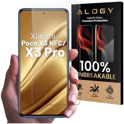 Szkło "NIETŁUKĄCE" hybrydowe do Xiaomi Poco X3 NFC / X3 Pro na ekran hybrydowe Alogy Flexi Glass 9H Case Friendly płaskie na ekr
