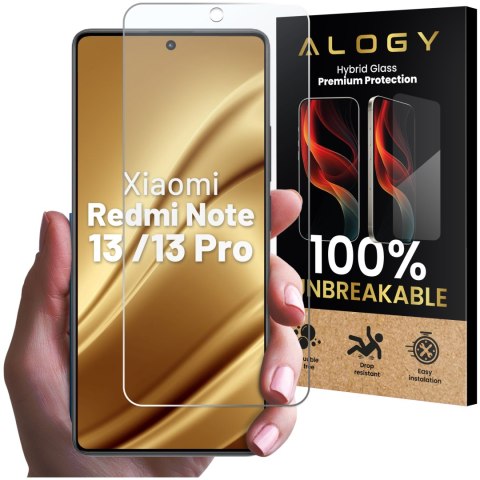 Szkło "NIETŁUKĄCE" hybrydowe do Xiaomi Redmi Note 13 / Note 13 Pro na ekran Alogy Flexi Glass 9H Case Friendly płaskie na ekran