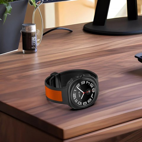 Pasek na zegarek Opaska do smartwatcha do Samsung Galaxy Watch Ultra 47mm Czarno-Pomarańczowy