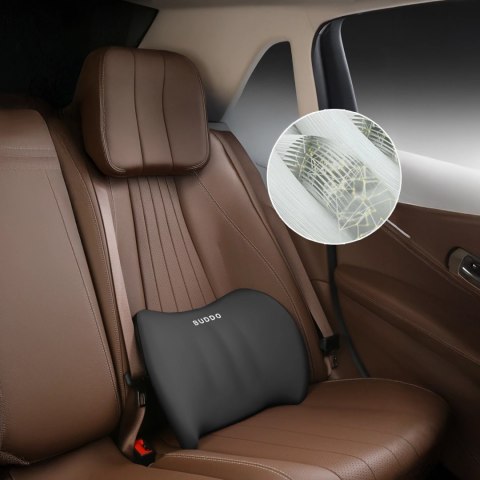 Poduszka samochodowa lędźwiowa wspierająca plecy lędźwia pianka zapamiętująca biurowa Czarna