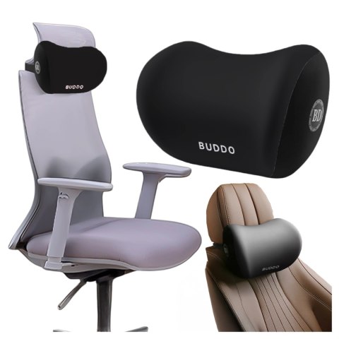 Poduszka samochodowa na zagłówek pod szyję podróżna pianka zapamiętująca biurowa na oparcie Czarna