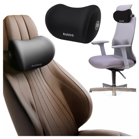 Poduszka samochodowa na zagłówek pod szyję podróżna pianka zapamiętująca biurowa na oparcie Czarna