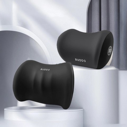 Poduszka samochodowa zestaw 2 poduszek lędźwiowa i na zagłówek wspierająca plecy lędźwia i szyję pianka zapamiętująca Czarna