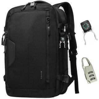 Plecak wodoodporny Bange na laptopa 15.6" miejski podróżny rozszerzalny 55 x 35 x 21-27 cm do samolotu męski damski + kłódka szy