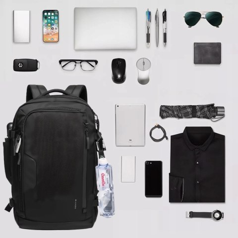 Plecak wodoodporny Bange na laptopa 15.6" miejski podróżny rozszerzalny 55 x 35 x 21-27 cm do samolotu męski damski + kłódka szy