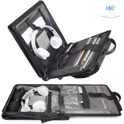 Plecak wodoodporny Bange torba na laptopa 14" miejski podróżny 39.5x29.5x8 cm do pracy szkoły samolotu męski damski Slim Czarny