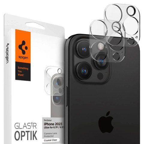 2 x Osłona Aparatu Spigen Optik.TR "Ez Fit" Camera Protector do iPhone 14 Pro / Pro Max / 15 Pro / Pro Max Crystal Clear