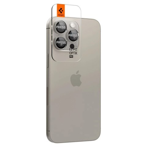 2 x Osłona Aparatu Spigen Optik.TR "Ez Fit" Camera Protector do iPhone 14 Pro / Pro Max / 15 Pro / Pro Max Natural Titanium