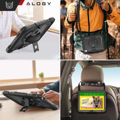 Etui ochronne Alogy Pirate Armor stojak pasek case obudowa do Apple iPad (10 Gen.) 2022 10.9" / iPad 11 A16 (11. Gen.) 2025 Cza