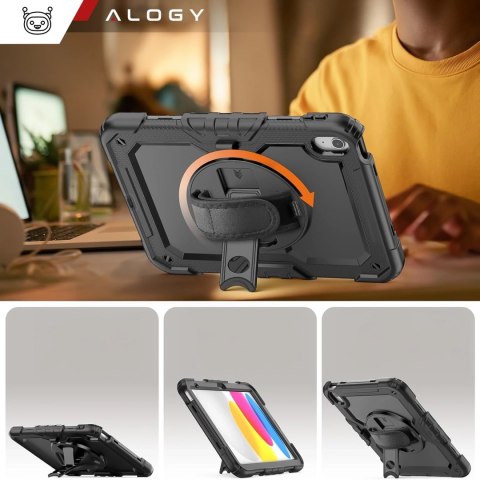 Etui ochronne Alogy Pirate Armor stojak pasek case obudowa do Apple iPad (10 Gen.) 2022 10.9" / iPad 11 A16 (11. Gen.) 2025 Cza