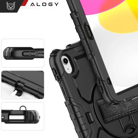 Etui ochronne Alogy Pirate Armor stojak pasek case obudowa do Apple iPad (10 Gen.) 2022 10.9" / iPad 11 A16 (11. Gen.) 2025 Cza